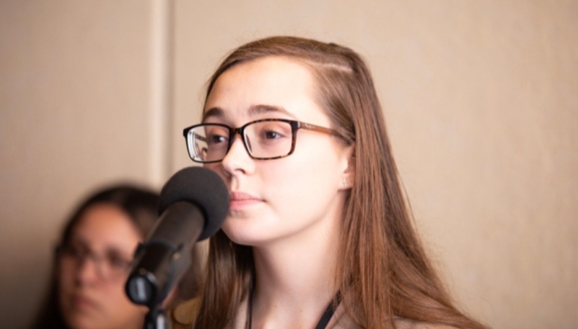 Asking a Question at the National Press Building, Washington Journalism and Media Conference 2019. Photo by Meghan A.T.B. Reese.